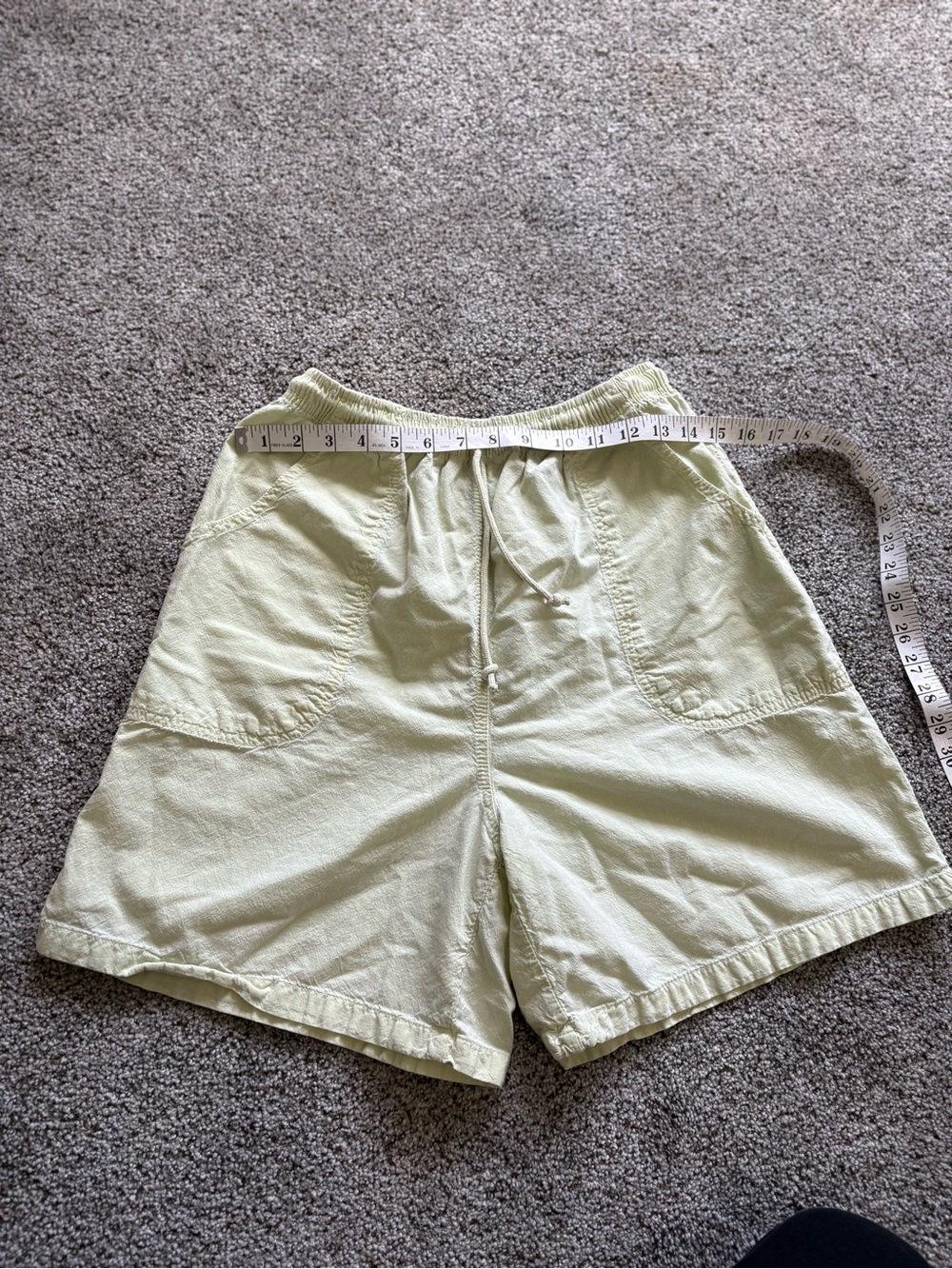 American Vintage Pale Lime Elastic-Waist Cotton Shorts